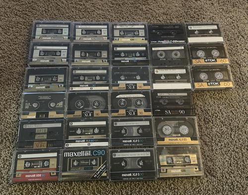 Lot of 27  Tapes Maxell(20) TDK(7) IEC Type II HIGH BIAS Used Cassettes 60,90min
