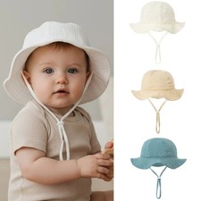 Kids Baby Sun Hat Summer Cotton Bucket Hats Boy Girl Toddler Unisex Beach Cap