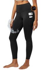 Water Resistant Fleece Lined Leggings Women Warm Winter Thermal Pants with Po...