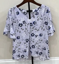 IVANKA TRUMP Women's Blouse Pullover Floral Short Sleeve Small Lightweight EUC
