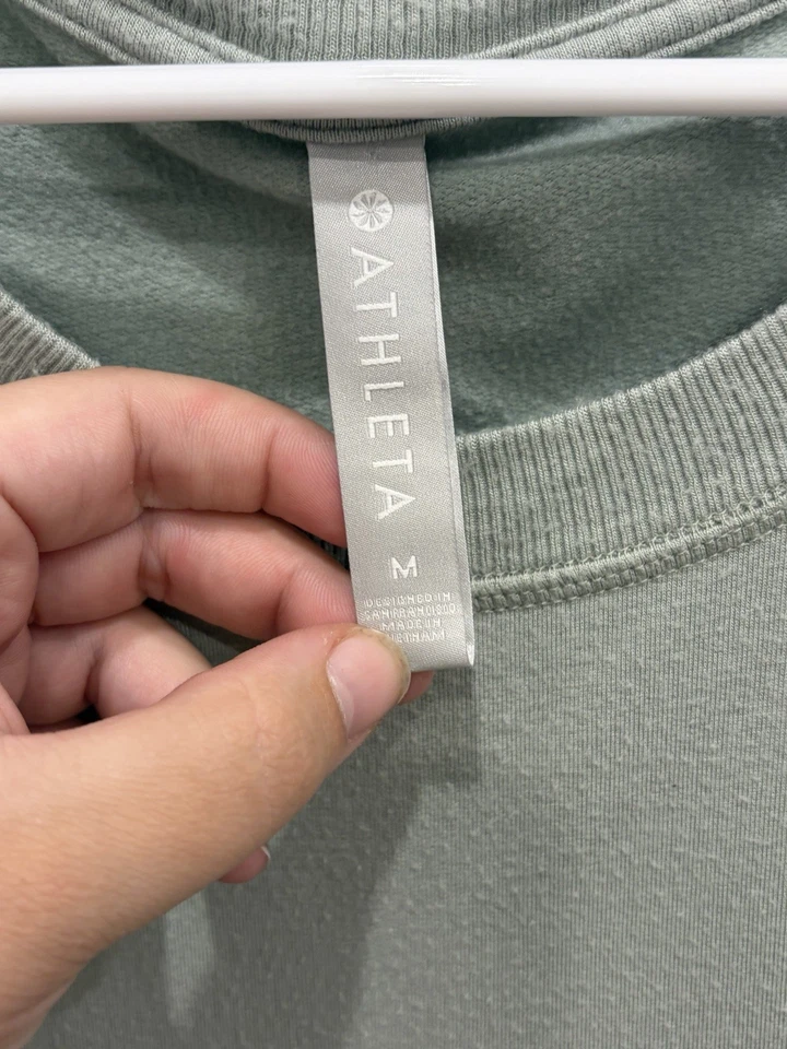 ATHLETA 轻便运动衫女式 M 码鼠尾草棉圆领 Terry 运动 — 第 2/3 张图片
