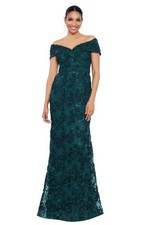 Xscape Womens Plus Size Off Shoulder Sweetheart Neck Ruffle Long Dress