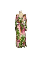 Love the Label Women's Green Floral Scallop Ruffle Cutout Maxi Dress Size S