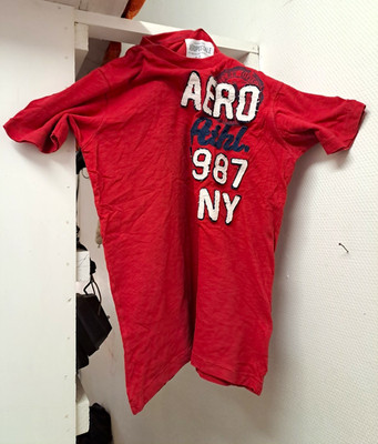 Aéropostale Herren T-Shirt S/P Rot Baumwolle Rundhals Kurzarm Logo Druckgrafik