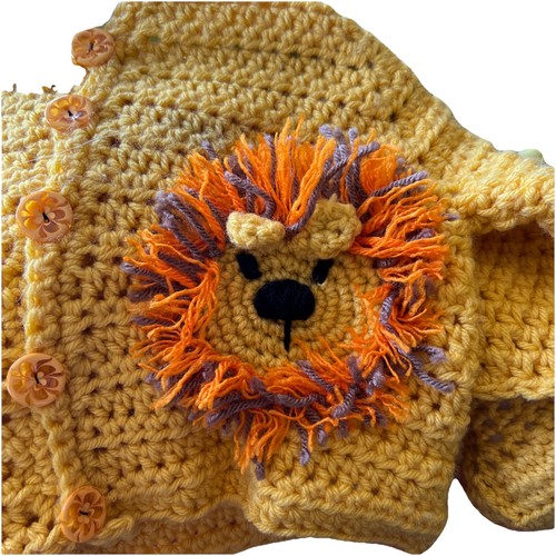 Set maglione bambino all'uncinetto abbinato imbottito leone amigurumi Giappone vintage MCM LEGGI - Foto 15 di 15