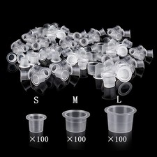 300 Pcs 3 Sizes Tattoo Ink Cups Permanent Makeup Pigment Clear Holder Container