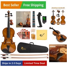 Violin for Beginners Adult Fiddle Set, Acoustic Violin Solid Wood Violin 4/4 ...