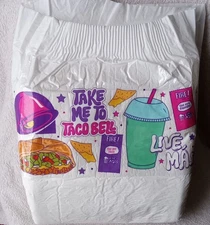  Mega Adult Disposable ABDL diaper- Taco Bell -READ DESCRIPTION FULLY