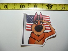 GERMAN SHEPHERD SALUTING US USA FLAG SMALL STICKER DECAL DOG PET BEST FRIEND