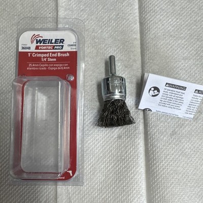Weiler 1'' Vortec Pro Crimped End Brush 1/4'' Stem 20,000 MAX RPM #36048
