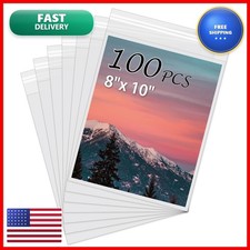 Somime 100Pack Acid-Free Photo Sleeves Crystal Clear Storage Bags 8x10 Print