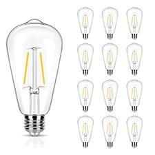 12 Pack 2W LED Edison Bulbs, 25 Watt 12 Count (Pack of 1) 2700k Soft White