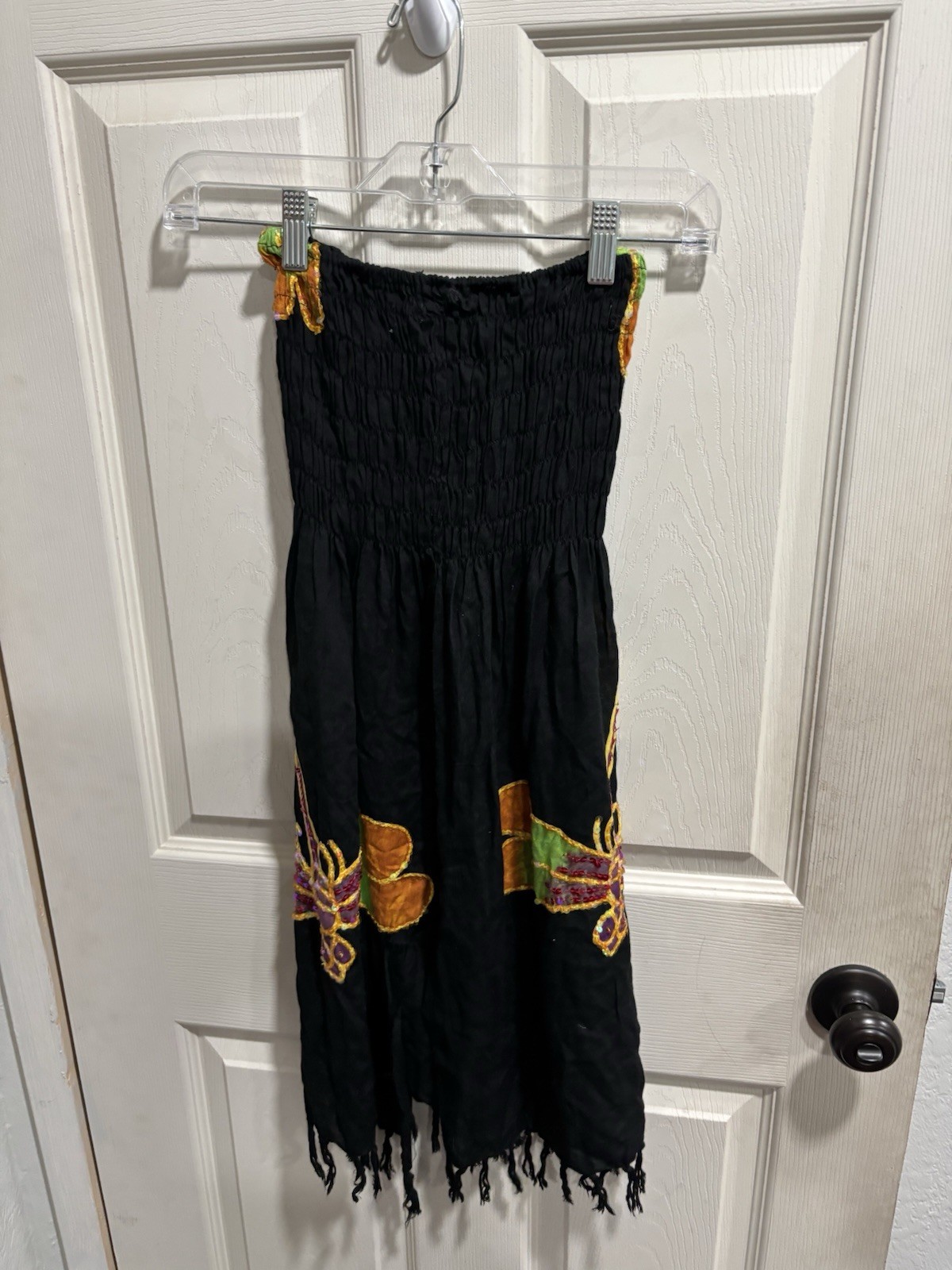 Women's patterned brown sequence sundress straple… - image 1