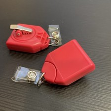 Red Retractable Badge Holder with Metal Clip - Set of 2