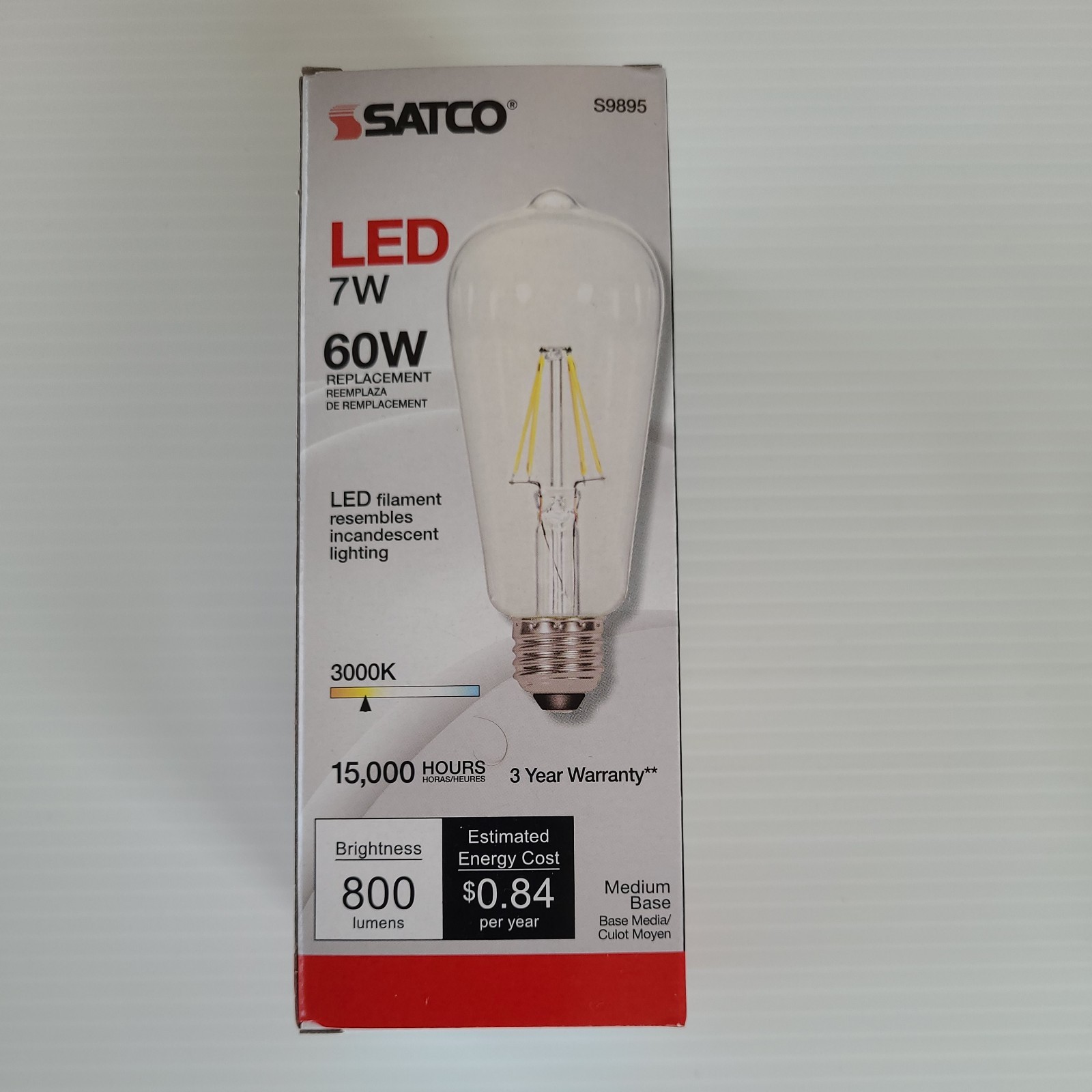 Satco S9895 (6 Pack)7w LED/30K 120v  7 Watt ST19 Vintage 60 