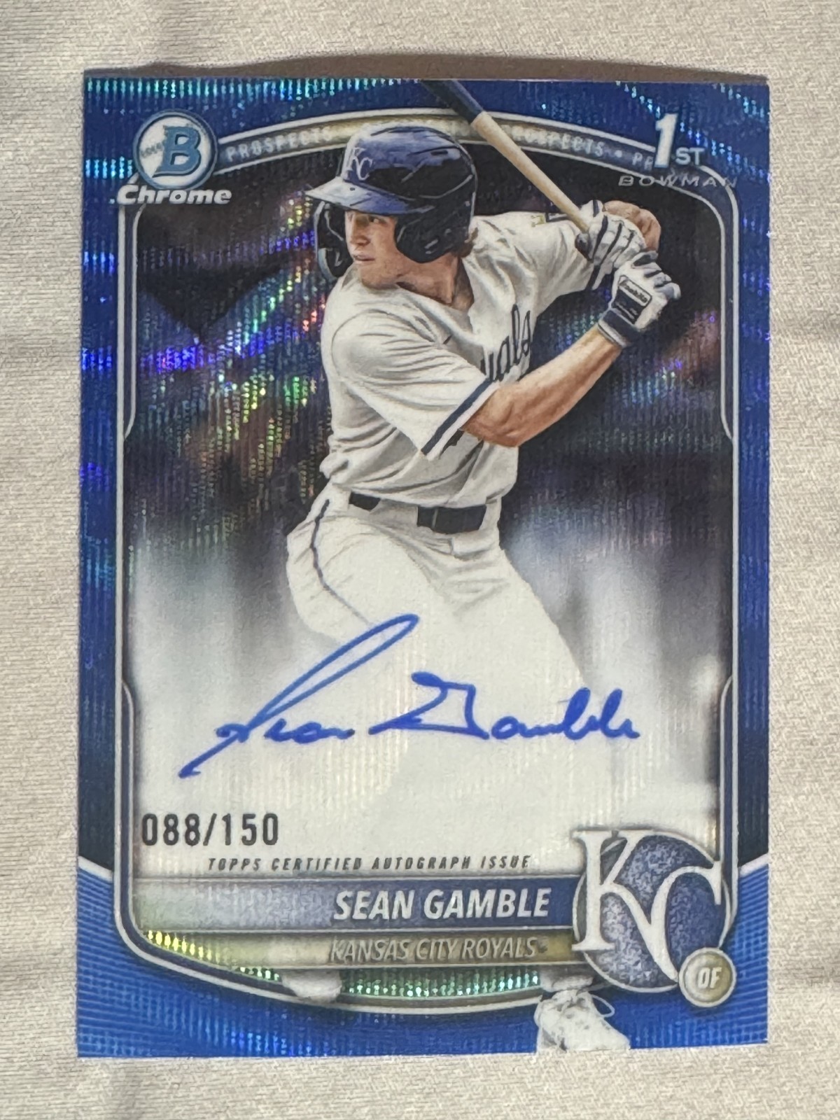 2025 Bowman Draft Chrome Sean Gamble 1st Bowman Blue Wave Refractor Auto /150
