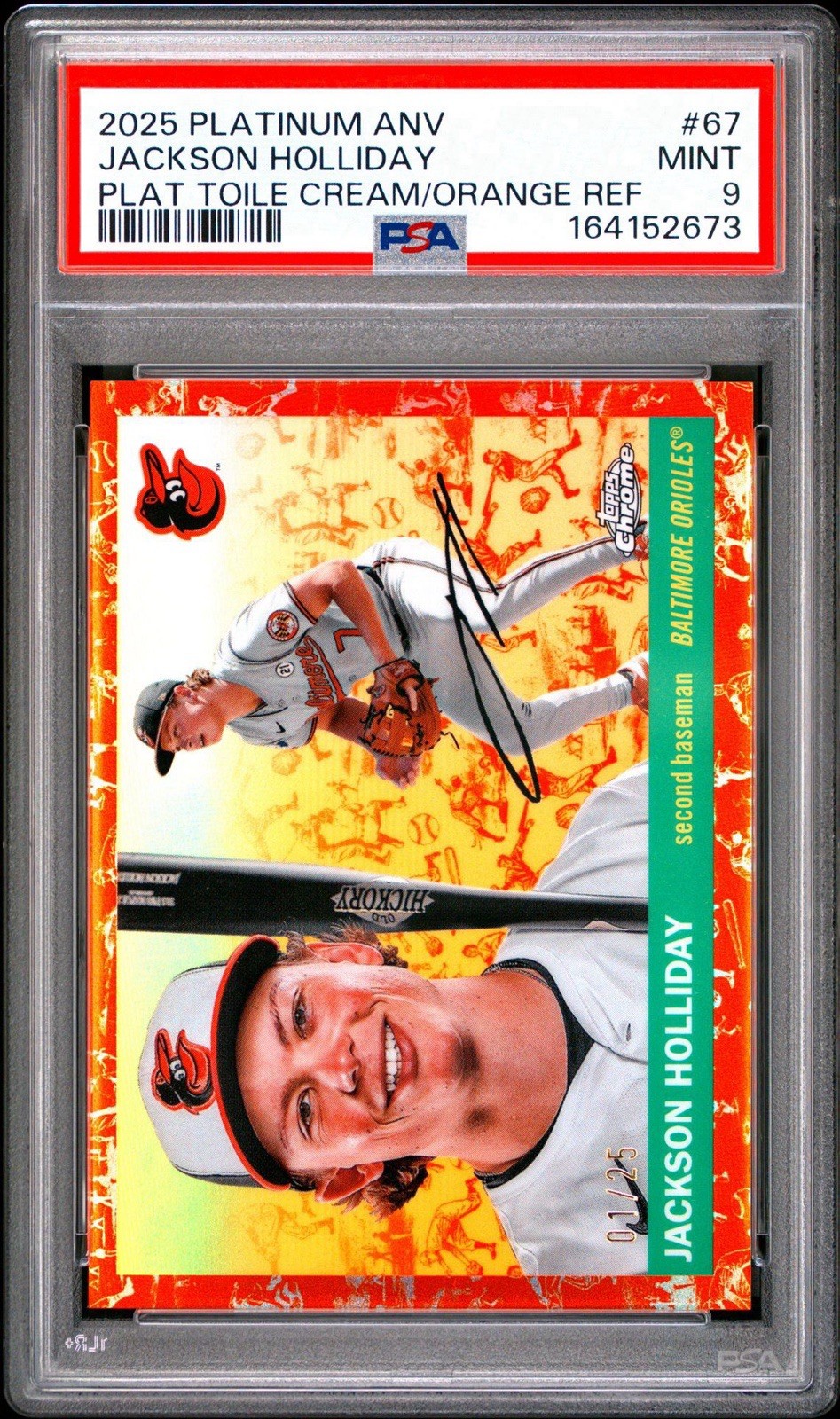 2025 PLATINUM ANV #67 JACKSON HOLLIDAY /25 PLAT TOILE CREAM/ORANGE POP 1 PSA 9 view 7