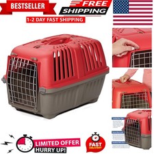 Spree Hard-Sided Pet Carrier for Small Dogs Cats - Red, 19-Inch Travel Crate