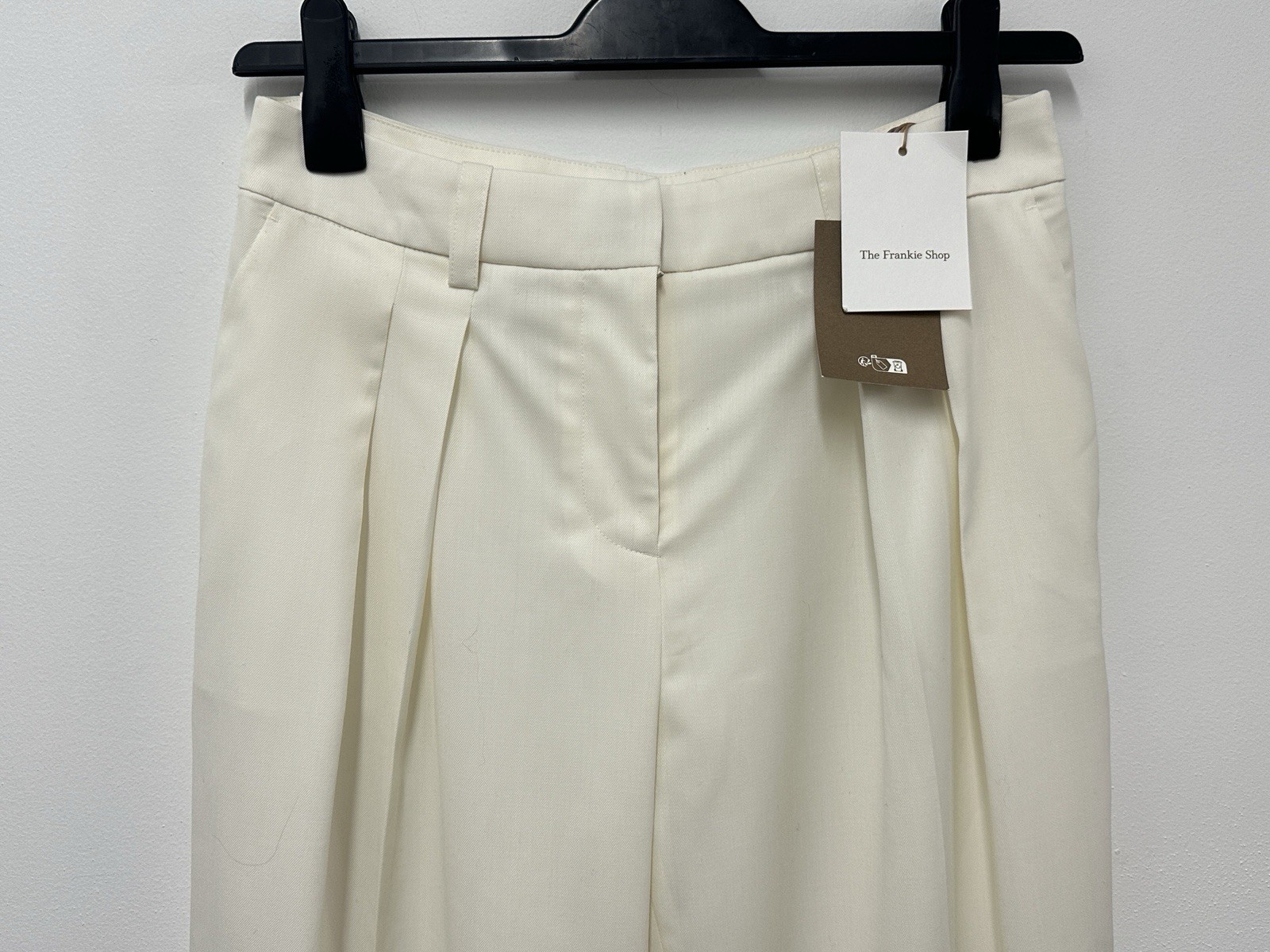 The Frankie Shop Size Medium Daytona Pleated Wool Trousers OffWhite Wide Leg thumbnail 2