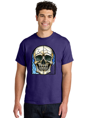 Skull-Stained-Glass-5 Mens Graphic Tee, 100% Cotton, Casual Summer Wear