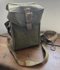 Original WWII British Army Gas Mask Bag – 1940s Canvas – Collectors / Display
