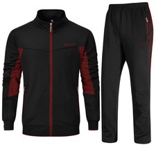 Men's Tracksuits 2 Piece Running Jackets Athletic Pants Sports Suit with Zipp...