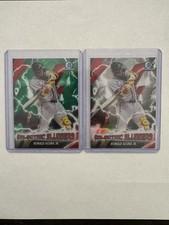 2026 Bowman #ES-8 Ronald Acuña Jr. Electric Sluggers Green Refractor #/99 + Base