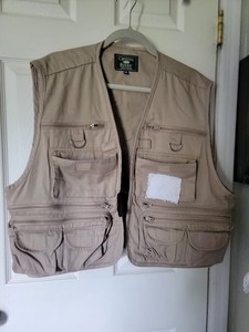 Crystal River Men's Khaki Tan Fishing Vest with Pockets Size 2XL