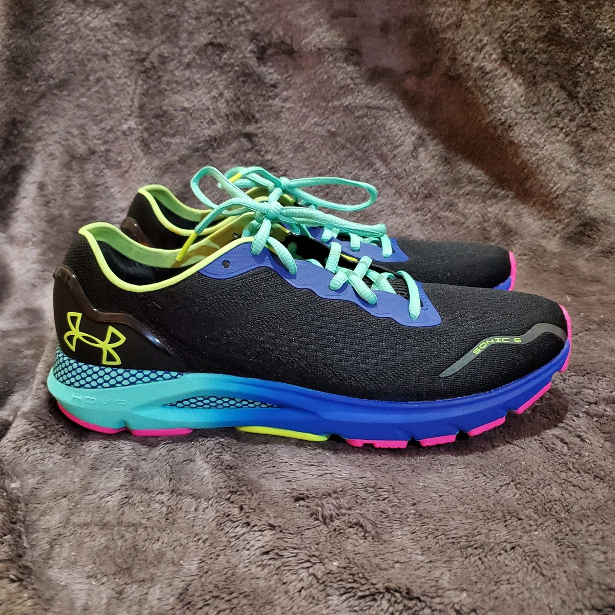 NEW UNDER ARMOUR men\'s hovr sonic 6 running shoes in team royal/black/lime yello Under Armour HOVR Sonic 6 Black for sale | eBay main image 4