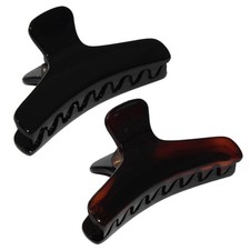 2 Pcs French Salon Style Flat Small Tortoise Shell Brown Black Narrow Jaw Clip