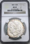 1881-O Morgan Dollar Silver NGC MS65 Mint State Blue Toning Toned Graded New ...