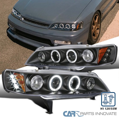 #ad Black Fits 1994 1997 Honda Accord LED Halo Projector Headlights LeftRight 94 97 $139.95