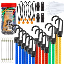 Cartman 32 Piece Bungee Cords Assortment Jar Includes 10" 18" 24" 32" 40" Bun...
