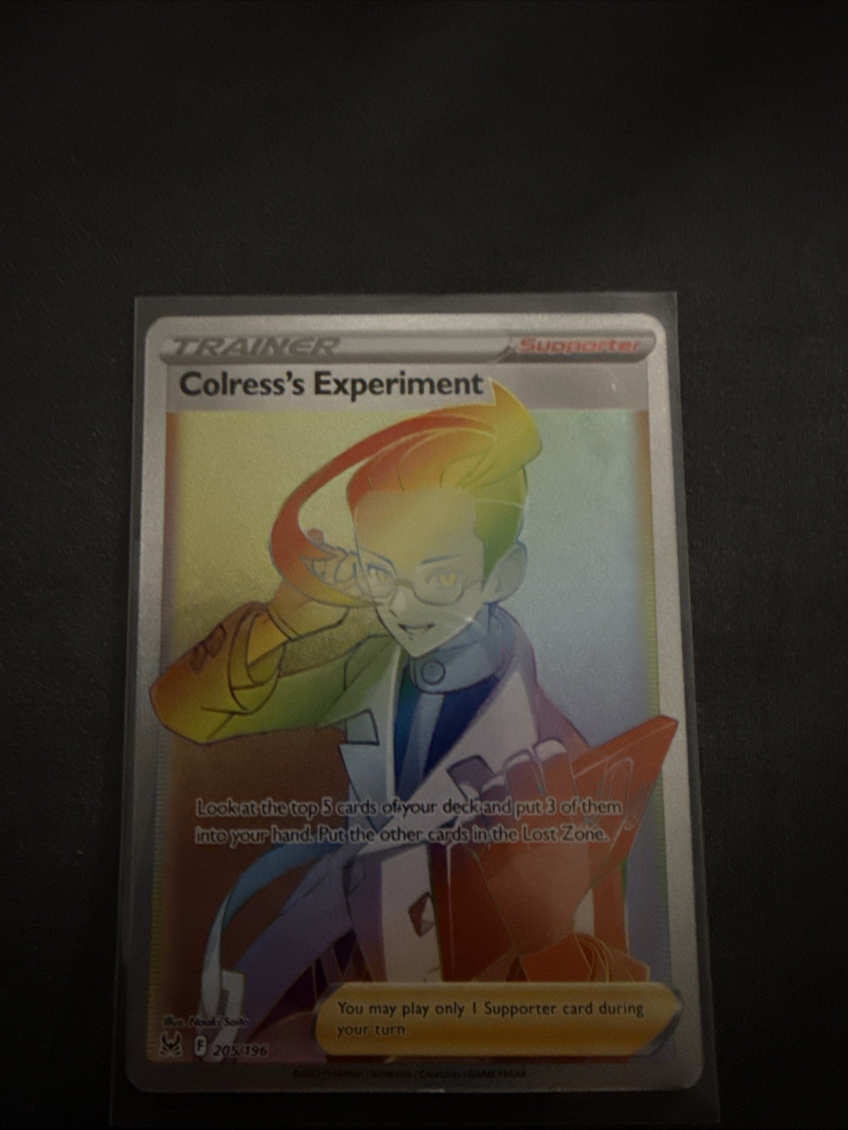 Pokemon Card Colress's Experiment 205/196 Lost Origin NM Secret Rainbow Rare
