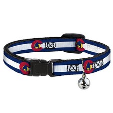 Cat Collar Breakaway with Bell Colorado Flag/Snowboarder Blue/White/Red/Yellow N