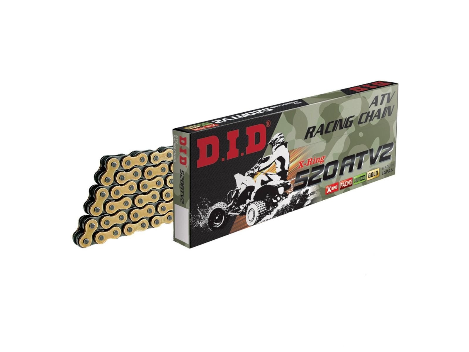 Did 520 Atv2 G&B Motorcycle Quad ATV Chain Gold Open + Rivet Lock 112 Links