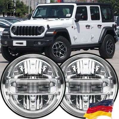 Paar E24 Geprüft 7 Zoll Chrom LED-Scheinwerfer DRL Für Jeep Wrangler JK TJ CJ LJ
