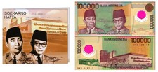 Indonesia 100000 Rupiah, 1999, P-140, UNC Polymer, w/ Folder-Card