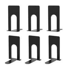 6 Pcs Heavy Duty Metal Bookends for Shelves Book Stoppers for Library
