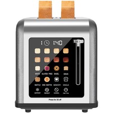 2 Slice Toaster Touch Screen, Stainless Steel Toasters Digital Timer 2 Slot T...