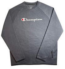 Champion Sweatshirt Men  s Large Gray Script Logo Crewneck Pullover Athletic NEW