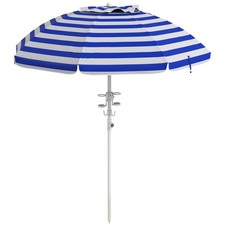 5.7' Beach Umbrella for Travel with Tilt Adjustable Height 2 Cup Holders Hooks