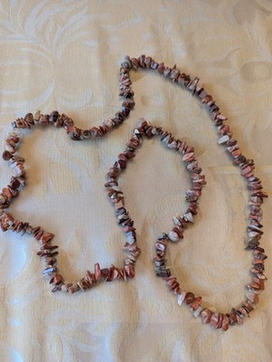 Handmade Red Jasper Gemstone Chip Necklace Approx 35''