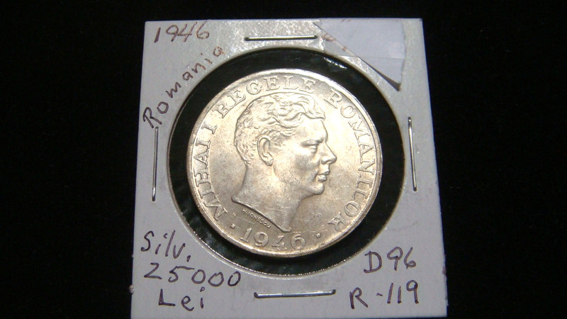1946 King Michael of Romania Silver 25000 Lei Coin Historical