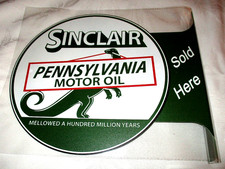 Sinclair PA Motor Oil Double-Sided Metal Flange Sign