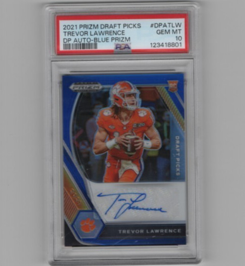 2021 Panini Prizm Draft Trevor Lawrence Blue Rookie RC Auto /149 PSA 10 Jaguars