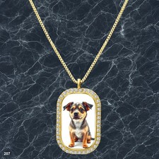 Gorgeous Cute Dog Puppy Pendant Necklace Picture Design Sparkling Gold Tone