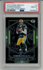 2019 PANINI OBSIDIAN E/E GREEN AARON RODGERS PACKERS /25 PSA 10 LOW POP RARE