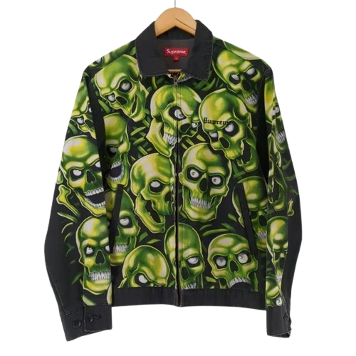 VESTE DE TRAVAIL SUPREME SKULL PILE veste taille S motif crâne noir 18SS 202402Y