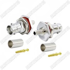 10pcs BNC Female Bulkhead Nut Crimp Connector For RG58 RG142 LMR195 RG400 Cable